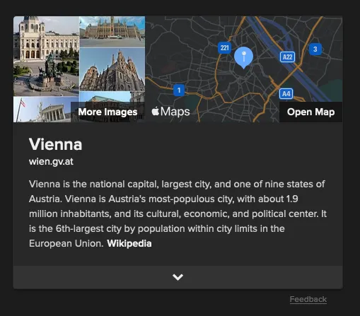 DuckDuckGo Apple Maps search result