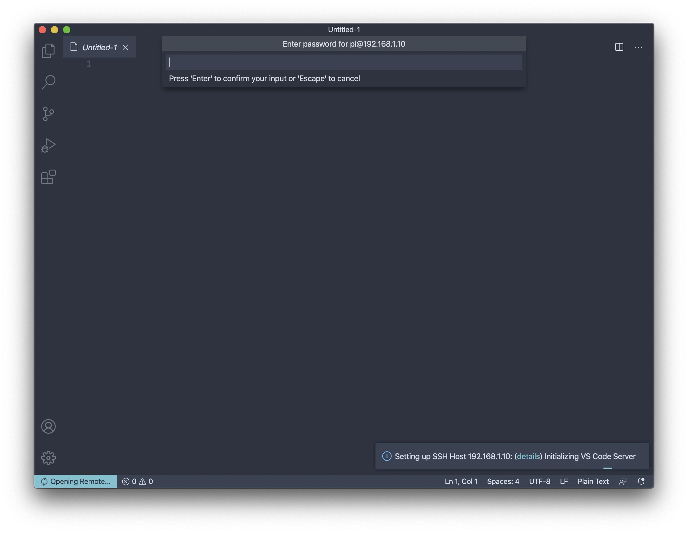 Remote - SSH password input